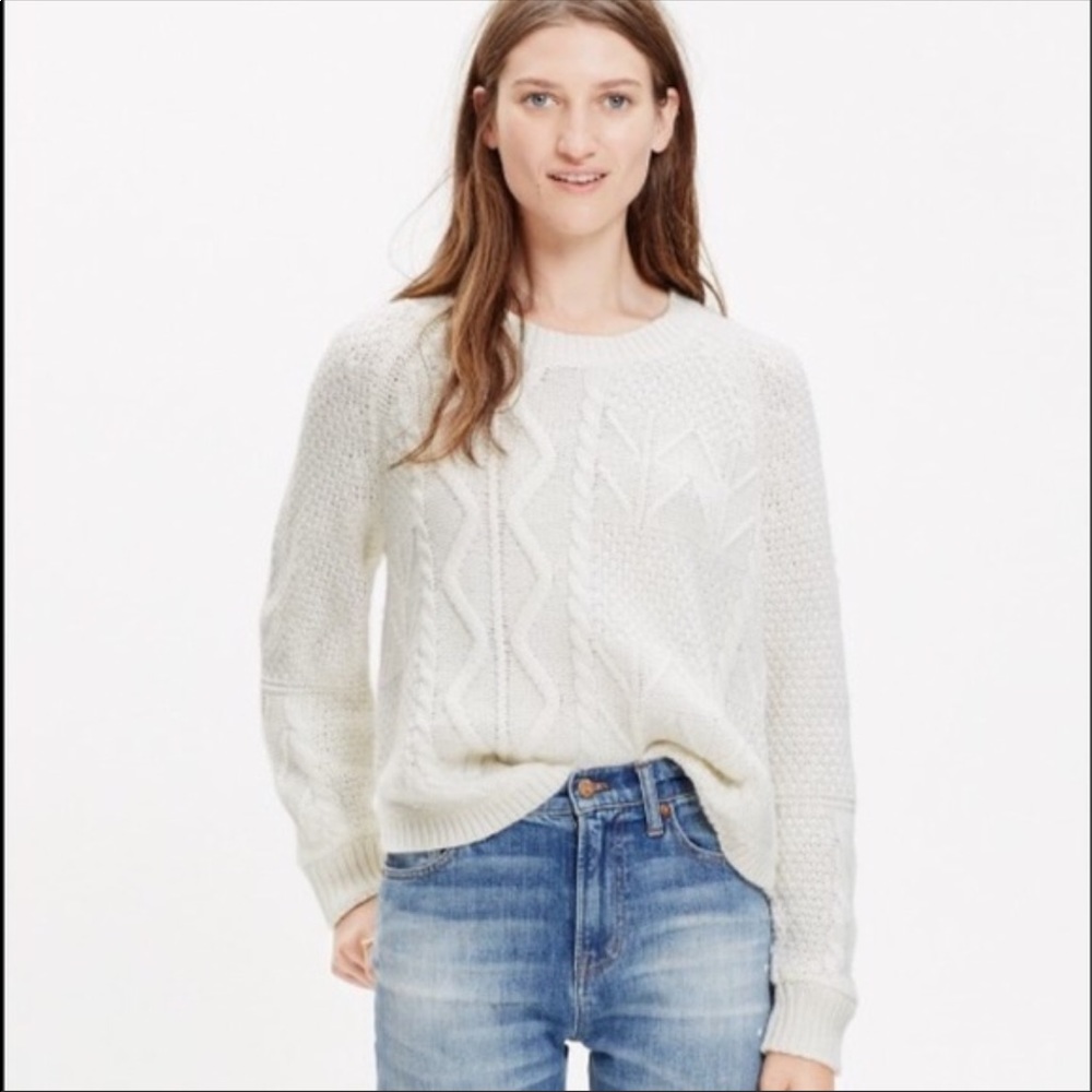 Madewell Block Stitch Crew Neck Pullover Sweater
